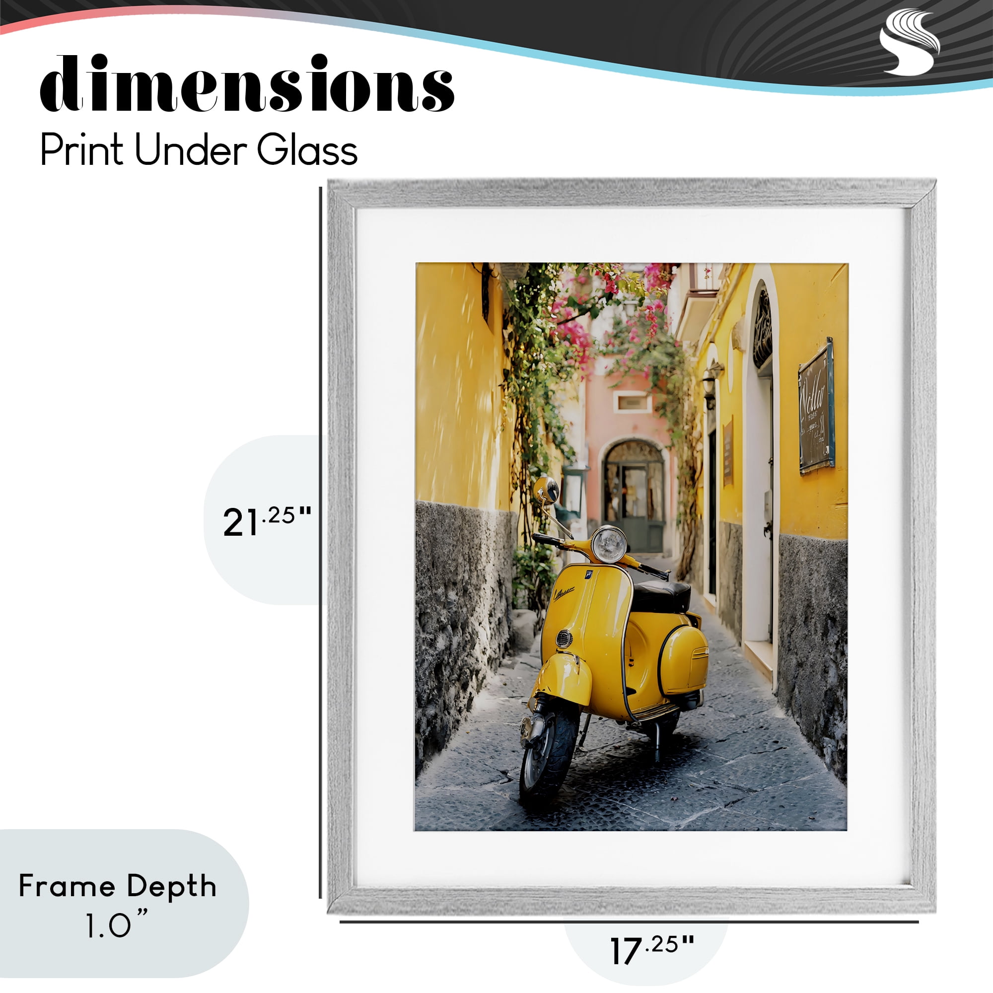 Stupell Industries Yellow Moped in Alley Gray Framed Print Under Glass, design by Franklyn Gregory