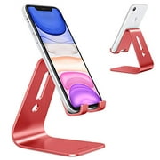 Upgraded Aluminum Cell Phone Stand, OMOTON C1 Durable Cellphone Dock with Protective Pads, Smart Stand Designed for iPhone 11 Pro Max XR XS 8 Plus 7 SE, iPad Mini, Android Phones, Red