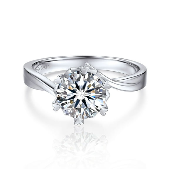 MomentWish 2 Carat Simulated Diamond Engagement Wedding Rings for Women,Solitaire Moissanite Promise Rings-Size6.5