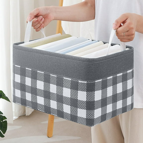 Apmemiss Clearance Buffalo Plaid Check Storage Basket Bins Foldable Laundry Hamper Toy Storage Bins Box Organizer for Home Boys Girls Office Closet Shelf Nursery Baskets