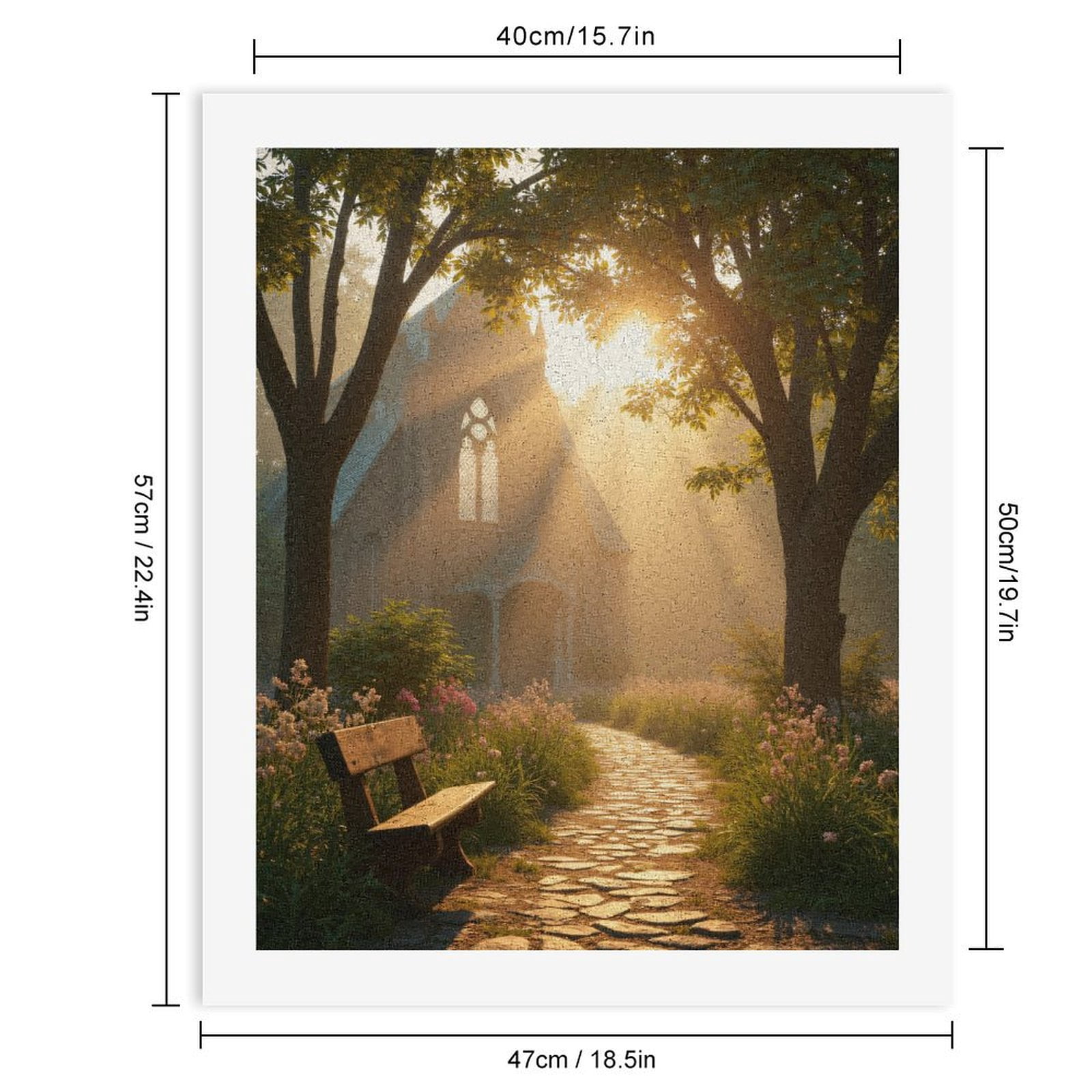 Paint by Numbers Kit for Adults, Sunlit Pathway Towards Chapel Paint by Numbers, Easy Paint by Numbers Kit for Adults Beginner, DIY Adult Paint by Number Kits on Canvas, Home Decor