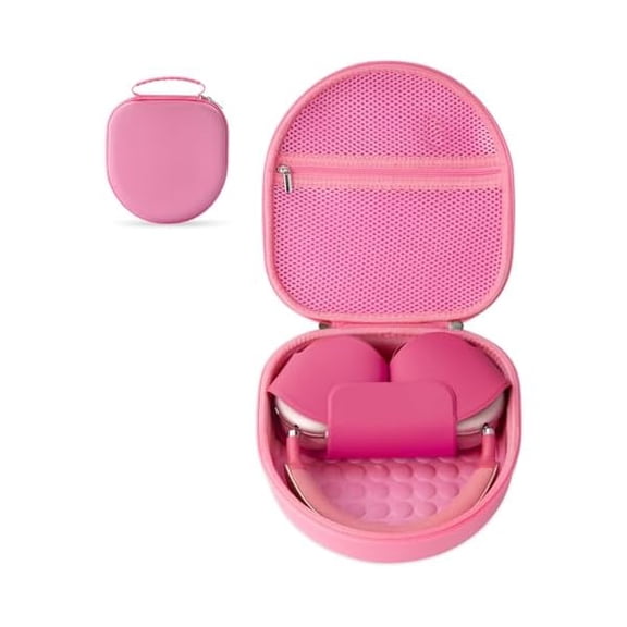 Eryueer Case compatible with Apple Airpods Max Headphones, Travel Portable Headphone Hard Case Cover Bag, Mesh Pouch with Zipper compatible with Charger and Accessories (Pink)