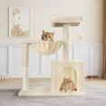 thumbnail image 2 of Einfach Small Cat Tree 29.5" Tower Condo with Sisal Scratcing Post Hammock Top Perch for Indoor Cats, Beige, 2 of 8
