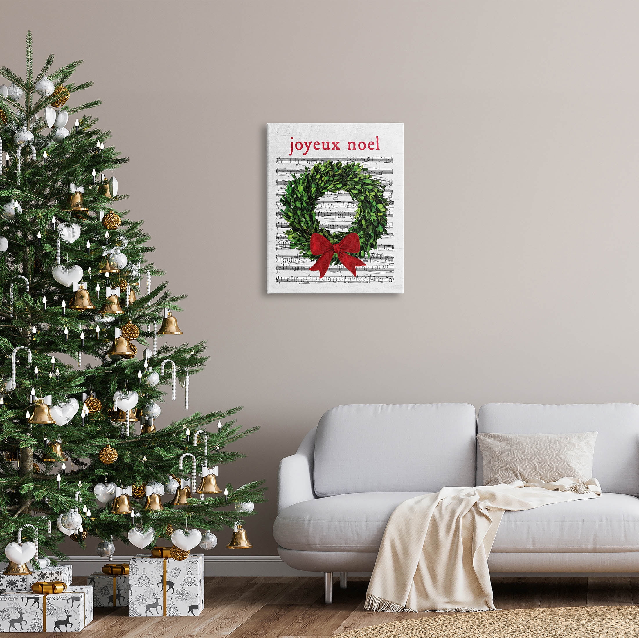 Stupell Industries Joyeux Noel Vintage Song Graphic Art Gallery Wrapped Canvas Print Wall Art, Design by Lettered and Lined
