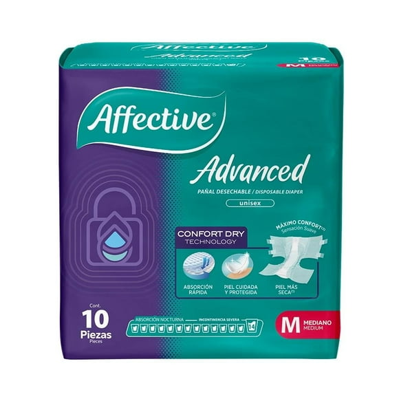 Pañales para adulto Affective Advanced anatómico mediano 10 pzas