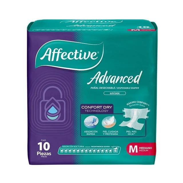 Pañales para adulto Affective Advanced anatómico mediano 10 pzas
