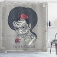 thumbnail image 1 of Ambesonne Skull Shower Curtain, Festival Girl, 69"Wx84"L, Charcoal Grey Dimgrey, 1 of 3