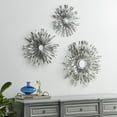 thumbnail image 3 of DecMode Silver Metal 3D Looped Sunburst Wall Decor with Mirror Accent (3 Count), 3 of 12