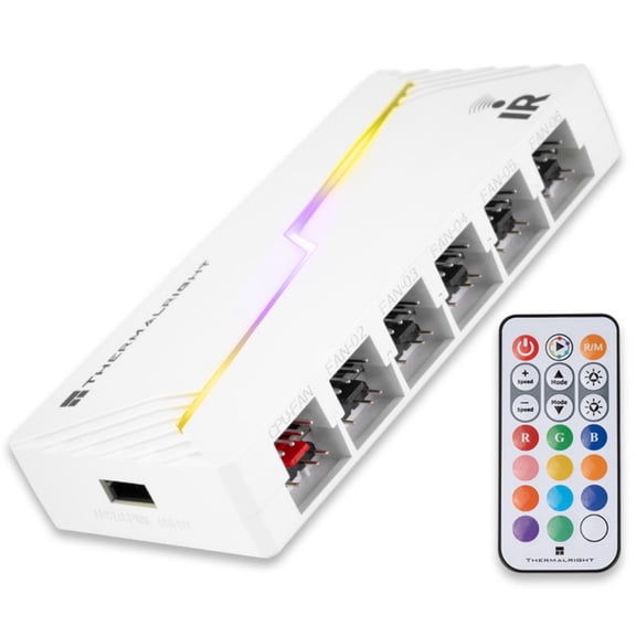 Thermalright For TL-ARGB & FAN HUB X12 IR White Computer Case Fan Hub with ARGB Lighting and Plastic Heatsink Remote Control