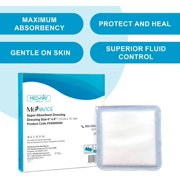MedVance Super Absorbent Dressing, Non-Adhesive Pads for Wound Care, for Pressure Ulcers & 1st/2nd Degree Burns, Superior Moisture Absorption, Box of 10 dressings 6x6 Bandage, 5x5 Pad
