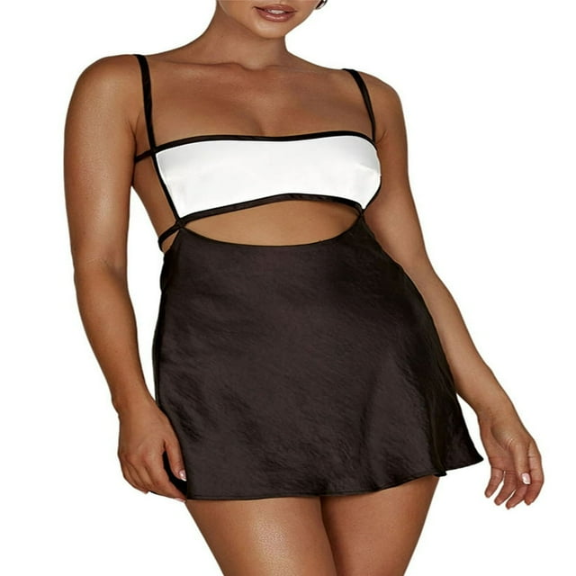 Fashionable Sleeveless Satin Dress for Women Mini Length Cutout Back Perfect for Parties