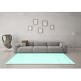 thumbnail image 3 of Ahgly Company Machine Washable Indoor Round Solid Turquoise Blue Modern Area Rugs, 6' Round, 3 of 4