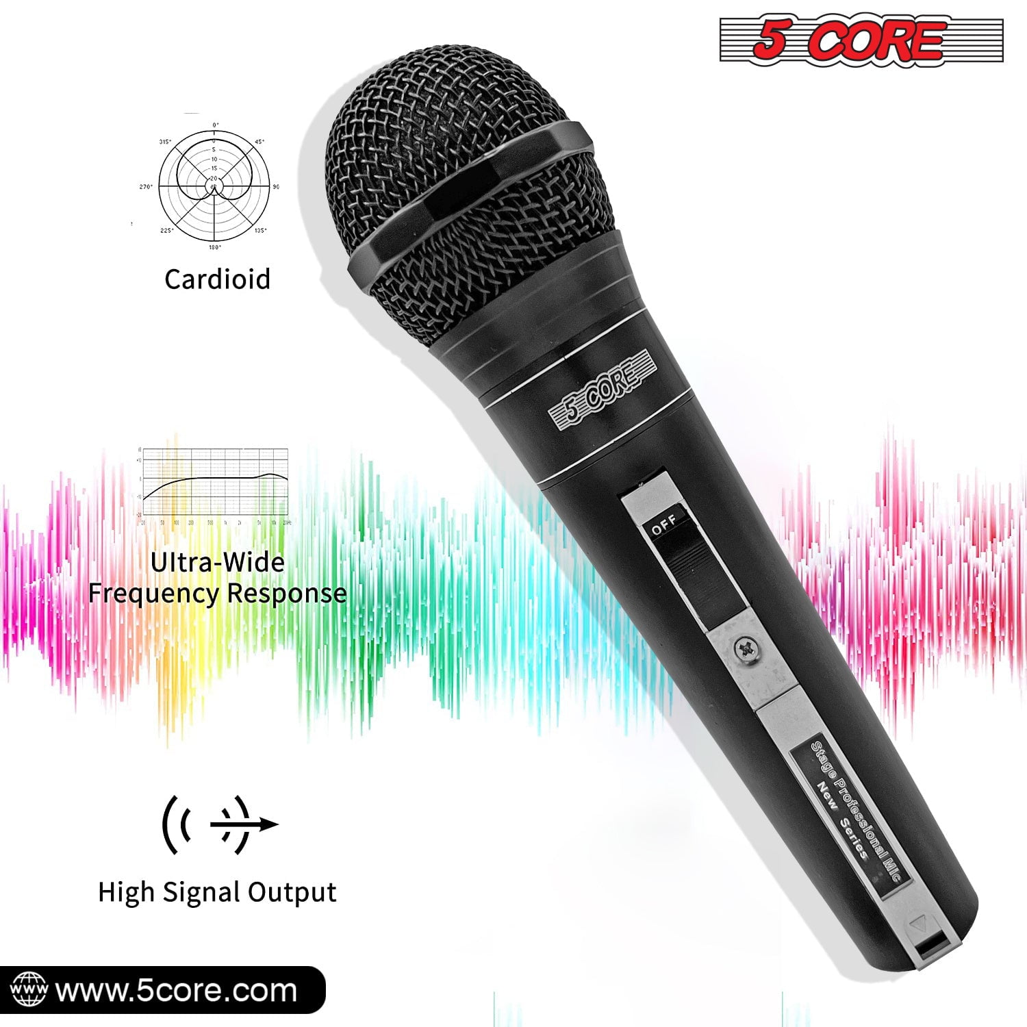 5Core XLR Microphone Dynamic Mic Karaoke Singing Studio Mics Handheld Microfono