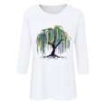 thumbnail image 4 of YUGYXL Deals Three Quarter Sleeve Tshirts for Women 2025 Mardi Gras Fancy Printed Clothes Dressy Crew Neck Basic Fit Tees Theme Party Soft Tunic Tops Clearance Sales, 4 of 5