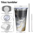 thumbnail image 4 of 16oz Tumblers Black Marble Gold Line Pattern Stainless Steel Vacuum Insulated Double Wall Travel Tumbler Cups Mug with Lid and Straw,Cleaning Brush for Coffee,Tea, 4 of 4