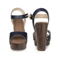 thumbnail image 4 of BLISSFUL STEP Platform Ankle Strap Block Heels Sandals for Women Navy Blue 8, 4 of 4