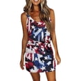 thumbnail image 4 of PEASKJP for Women 2023 Patriotic Flag Dresses Summer Casual Sleeveless Beach Tank Dress Bodycon Ruched Mini Dresses Navy S, 4 of 5