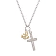 thumbnail image 2 of Delight Jewelry Goldtone Clear Crystal Anchor I Have Plans for You Engraved Cross Zoey Necklace, 28", 2 of 4