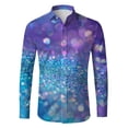 thumbnail image 4 of Mens Shirts Long Sleeve Button Down Lapel Carnival Top Glitter Sequin Print Party Festival Celebration Casual Shirt for Men Blue XXL, 4 of 4