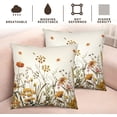 thumbnail image 5 of Fall Floral Outdoor Pillow Covers 16x16 Set of 2 Burnt Orange Wild Flowers Throw Pillows Case Autumn Colored Wildflower Decorative Farmhouse Cushion Covers for Sofa Couch, 5 of 6