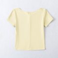 thumbnail image 5 of Summer T Shirts For Women Fashion Casual Round Neck Solid Color Short Sleeve Comfort Colors T Shirt Tee Blouse - Yellow∣L, 5 of 6