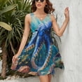 thumbnail image 3 of Colorful Octopus Under The Sea Dress Fashion Beach Long Dresses Female Party Printed Sundress, 3 of 7