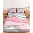 thumbnail image 2 of Twin XL Size Fitted Sheet Set - Pink Gray Ombre 2 Piece Bedding Sets 16" Deep Pocket Fitted Sheet with 1 Pillowcases, Modern Abstract Moire Art Geometric Brushed Microfiber Hotel Luxury Bed Sheets, 2 of 9