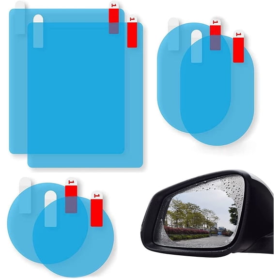 Walbest 2Pcs Car Rearview Mirror Rainproof Film, HD Nano Anti Fog Anti Scratch Interior Rearview Mirror Anti Glare Film Waterproof for Safe Driving, Car Mirrors, Side Windows Car Trucks SUVs
