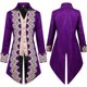 thumbnail image 3 of Chaqueta gótica victoriana estilo steampunk para hombre, frac de terciopelo morado vintage, levita medieval, uniforme renacentista, traje para hombre XXXL, 3 of 5