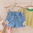 thumbnail image 2 of Kovlvoll Baby Girl Clothes Jean Shorts Summer Loose Wide Leg Elastic Waisted Fashion Streetwear Denim Shorts, 2 of 3