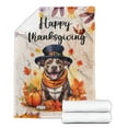 thumbnail image 2 of Happy Thanksgiving Pitbull Welcome Thankful Fall Autumn Pumpkin Cozy Fleece Blanket Terrier Dog Lover Warm Soft Throw Blanket - 02021, 2 of 5