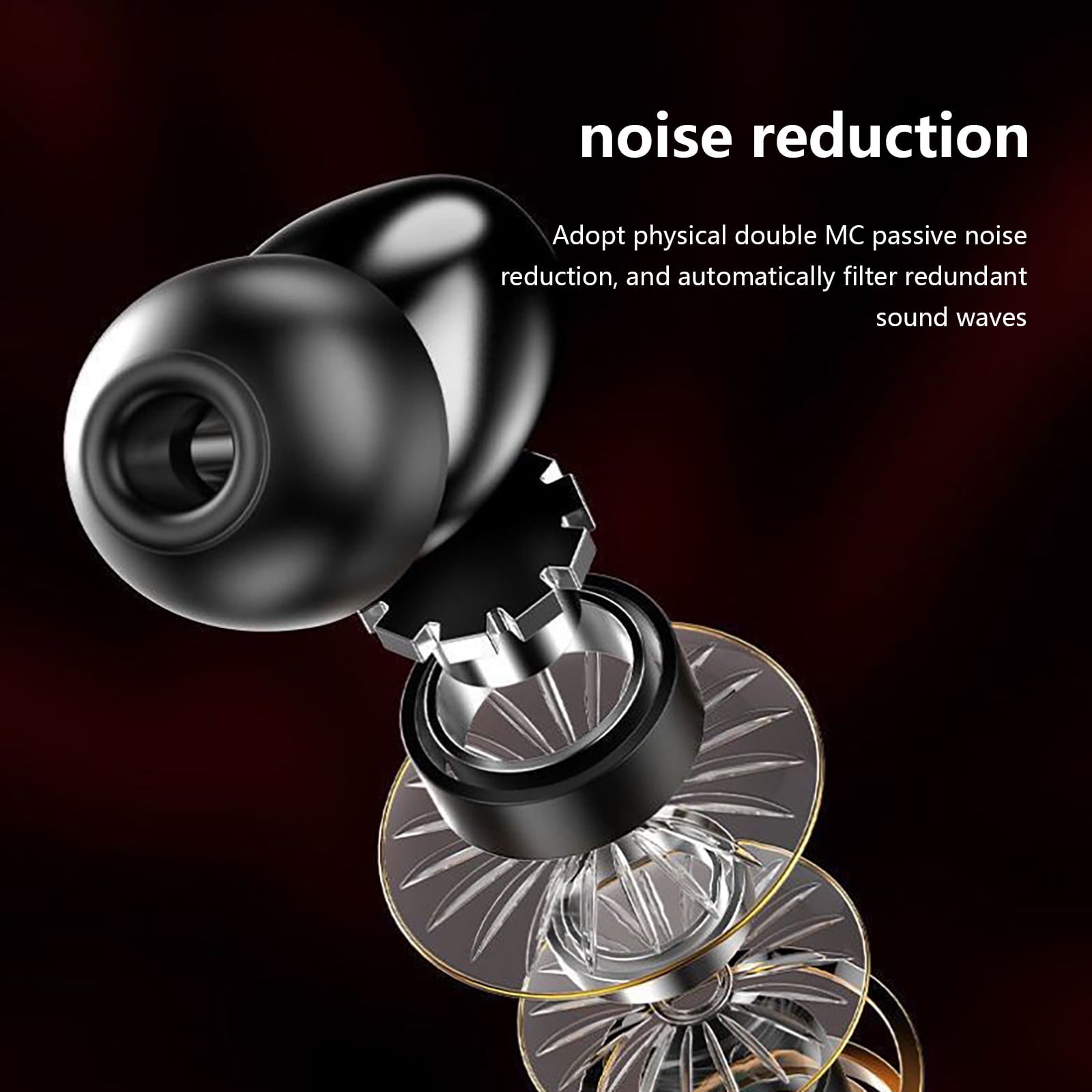 Bluetooth Headphones True Wireless Earbuds 60H Playback LED Power Display Earphones with Wireless Charging Case IPX5 Waterproof in-Ear Earbuds with Mic for TV Smart Phone Laptop Computer Sports - Red