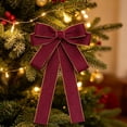 thumbnail image 6 of Lilixerw Woven Ribbon Christmas Bow, Burgundy Multi Loop Bow With Gold Edge Trim, 5.11x7.08 Inch, for Tree Wreath Gift Party Door Mantel Decoration, 6 of 6