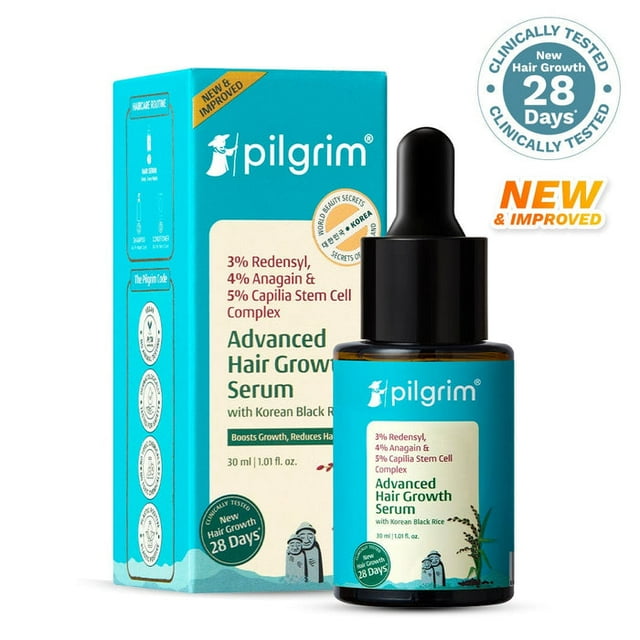 Pilgrim Sérum de Croissance Avancée du Complexe de Cellules Souches Capilia à 3 % de Redensyl, 4 % d'Anagain et 5 %, 30 ml