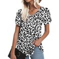 thumbnail image 2 of Ichuanyi Womens Shirts , Women's Short Sleeve Print V-Neck T-Shirt Loose Casual Summer Tee Tops, 2 of 7