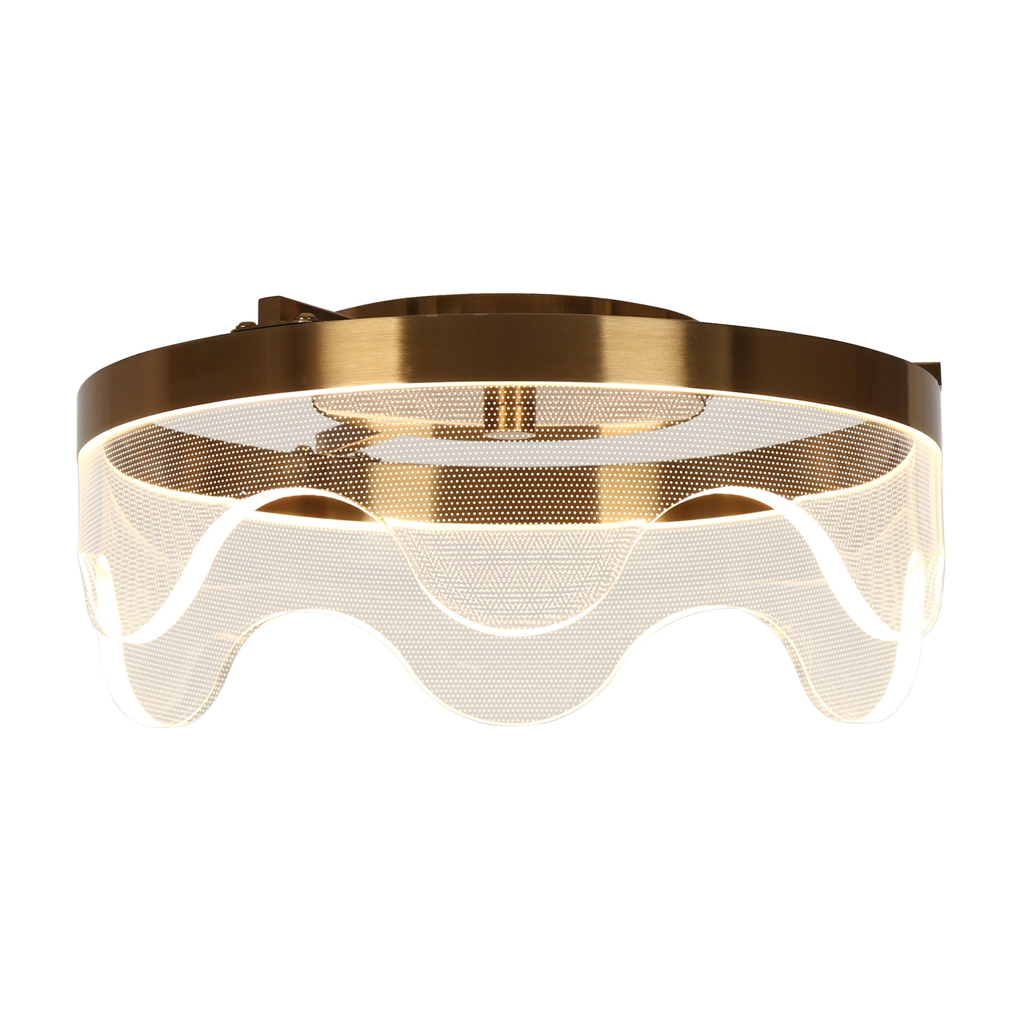 Awtisfin 13-in Polished Gold Indoor 1 -Light LED Flush Mount Light with Clear Glass Acrylic Shade