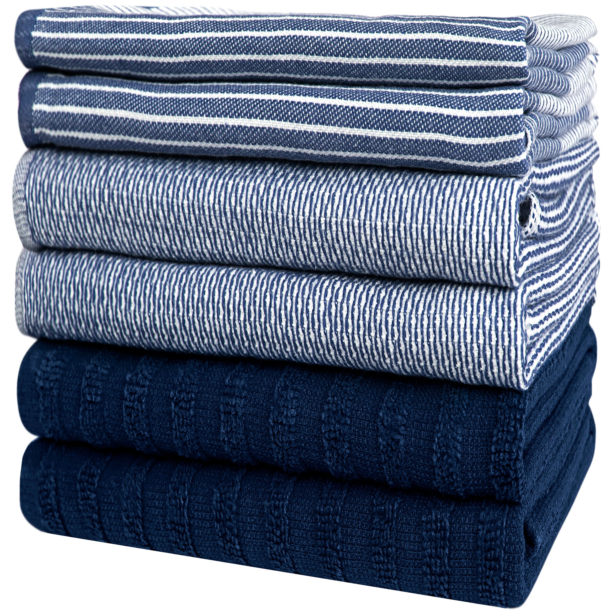 KAF Home Piedmont Terry Kitchen Towels, Teal, 100% Cotton, 16 x 26 in. Absorbent Terry Dish Towels, Set of 8, Blue