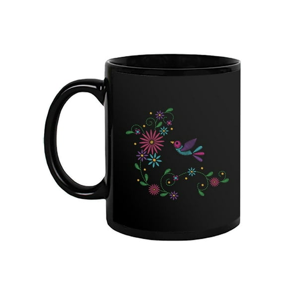 Hummingbird Embroidery Style Mug - SPIdeals Designs,