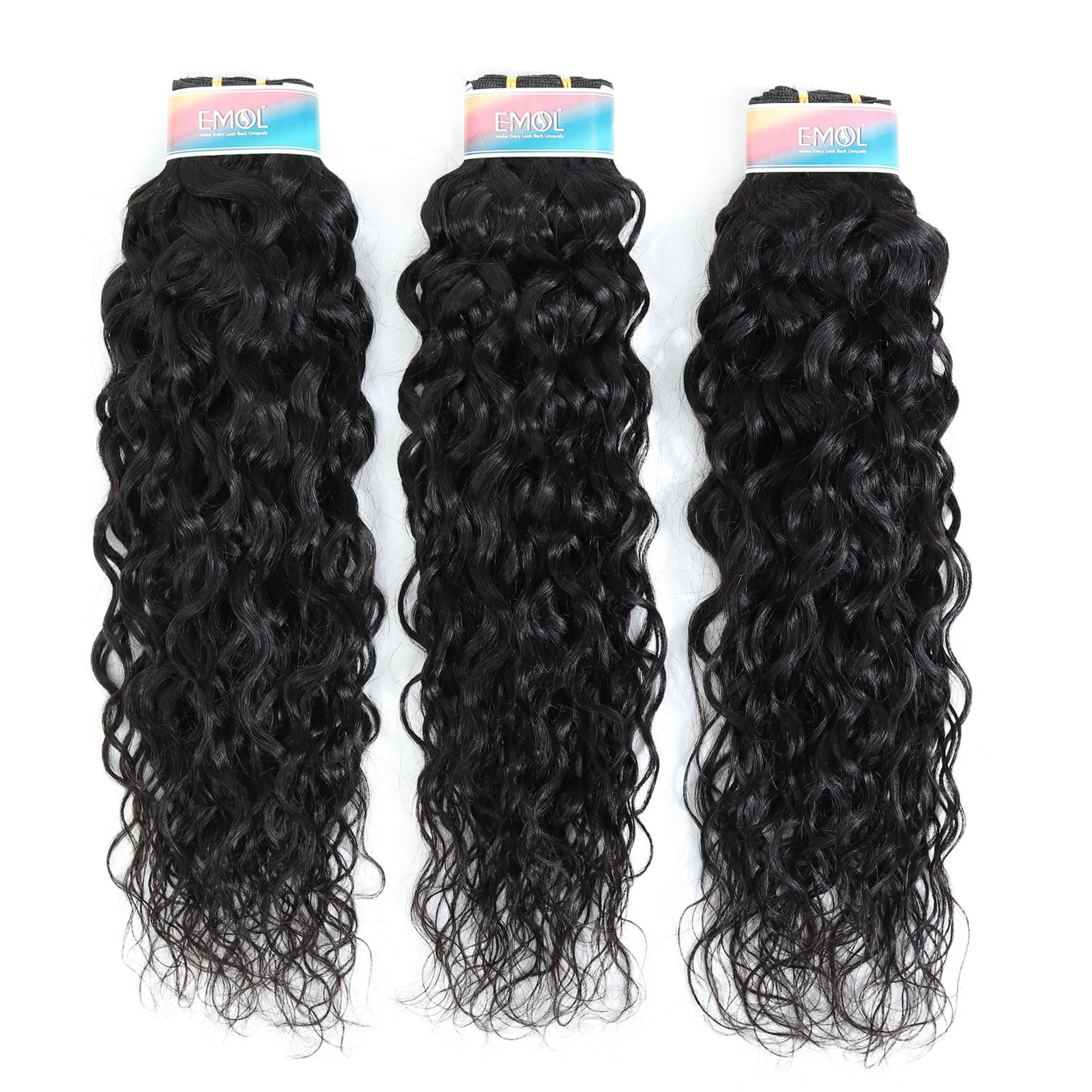 3Bundles Water Wave Human Hair Bundles Curly Bundles Human Hair for Black Women, Wet and Wavy 300g Human Hair Extensions