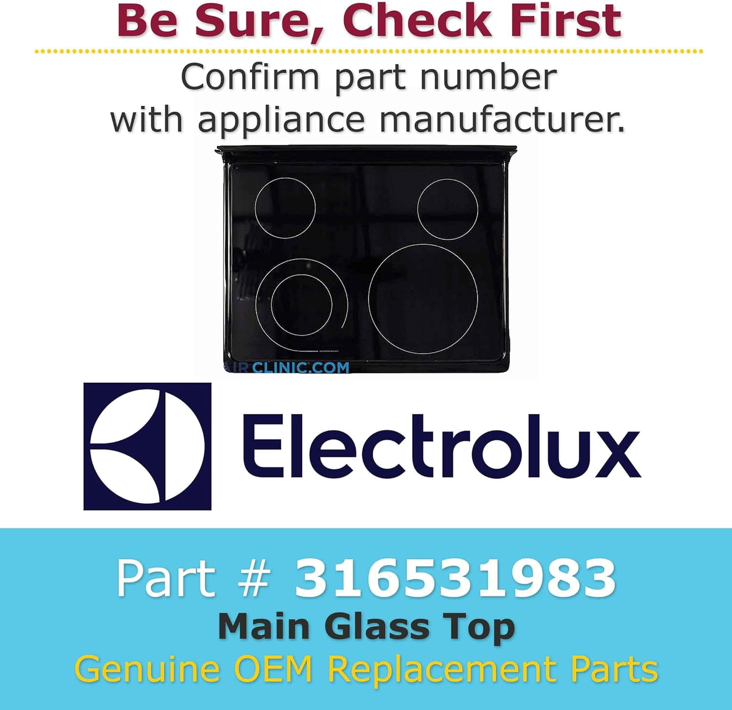 Frigidaire WCI316531983 Oven Glass Smooth Top, Black