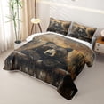 thumbnail image 3 of Castle Fairy Rustic Oil Painting Bear Twin Quilt Set for Teens,Vintage Wooden Plank Forest Twin Coverlet Set,Brown Black Orange, 3 of 7