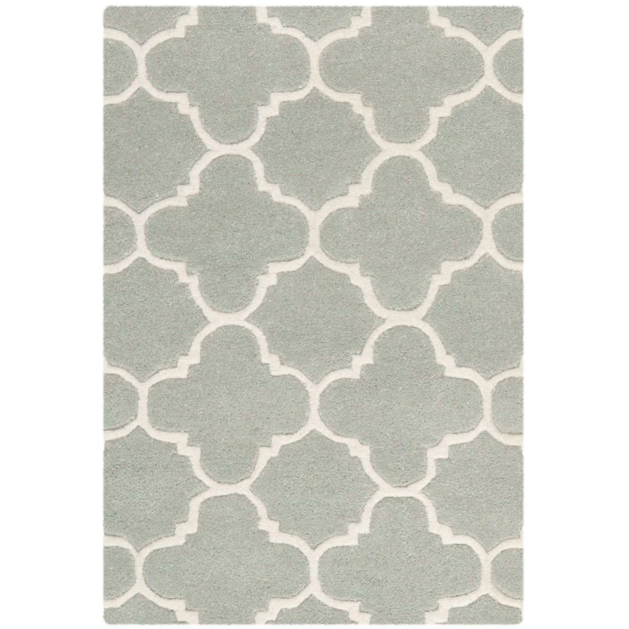SAFAVIEH Chatham Jacob Geometric Quatrefoil Wool Area Rug, Grey/Ivory, 3' x 5'