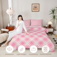 thumbnail image 3 of Manfei Pink Blue Plaid Twin Comforter Sets,Vintage Checkered Bedding Set,Pink Reversible,2-Piece,1 Comforter and 1 Pillowcase,2-Piece,1 Comforter and 1 Pillowcase, 3 of 7