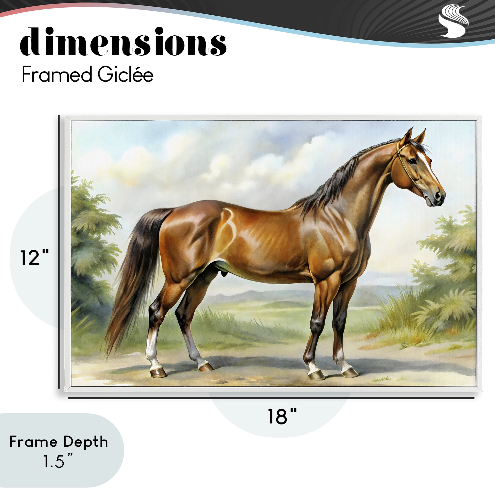 Stupell Industries Majestic Horse in Pastoral Landscape White Framed Giclee Art, design by Creative Studio