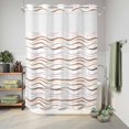 thumbnail image 6 of No Hook Shower Curtain, Brown Stripes Shower Curtains for Bathroom with See Through Top Window, Minimalism Ombre Waves Abstract Textures Waterproof & Washable Bath Curtain 60"x72", 6 of 9