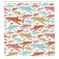 thumbnail image 2 of Ambesonne Shark Shower Curtain, Colorful Underwater Fish Art, 69"Wx84"L, Dark Orange, 2 of 4