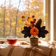 thumbnail image 4 of Mini Artificial Thanksgiving Pumpkin Maple Leaf Potted Plants, Realistic Fall Autumn Greenery Tabletop Ornament, Small Faux Plants Decor for Home Office Desk Indoor Holiday, 4 of 7