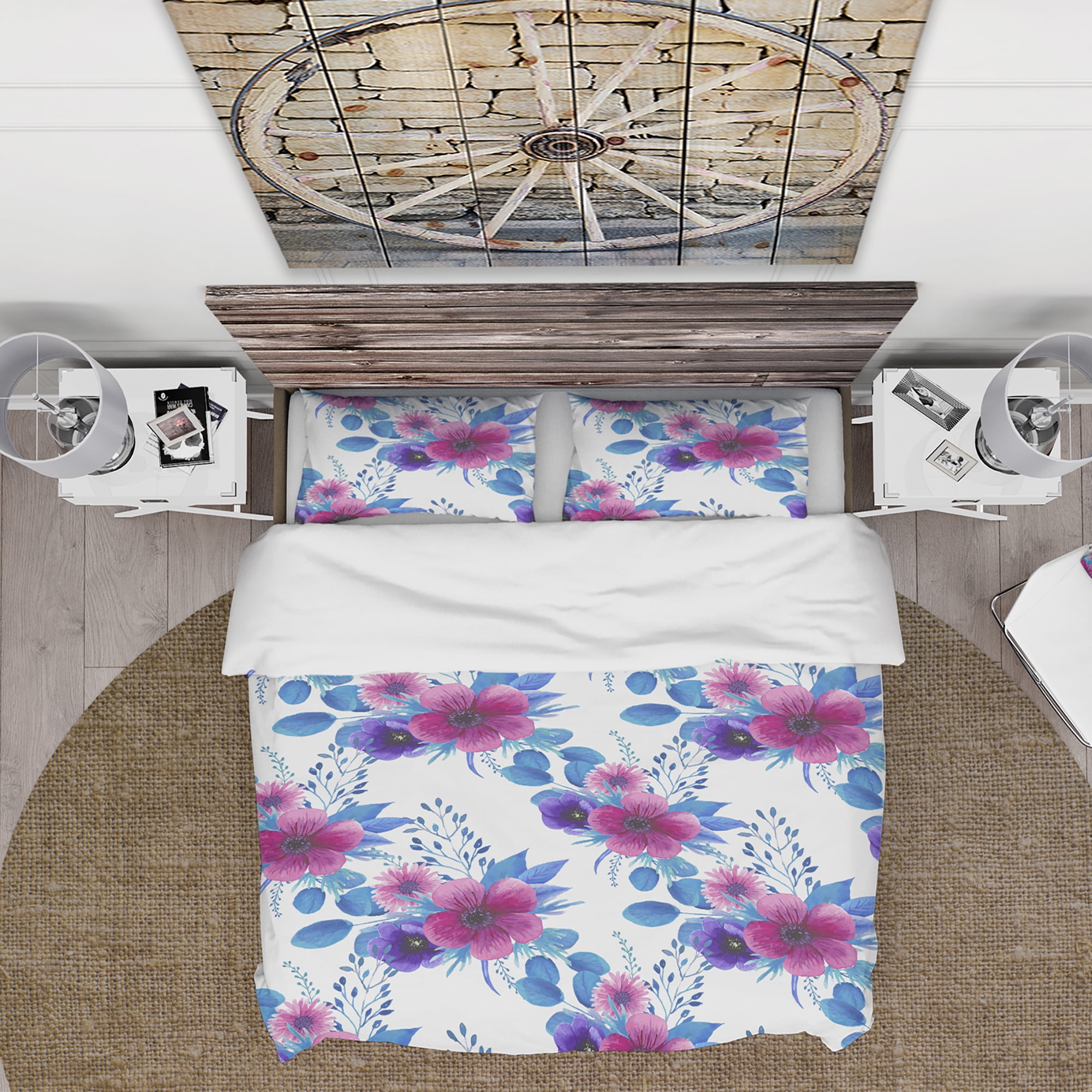 Designart 'Purple Pansie and Other Blossoming Flowers' Abstract Duvet Cover Set