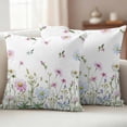 thumbnail image 2 of Botanical Outdoor Pillow Covers 16x16 Set of 2,Waterproof Patio Throw Pillowcase Protectors,Blue Pink Daisy Floral Watercolor White Decorative Pillow Shams Cushion Covers for Seat Bed Couch Sofa, 2 of 8