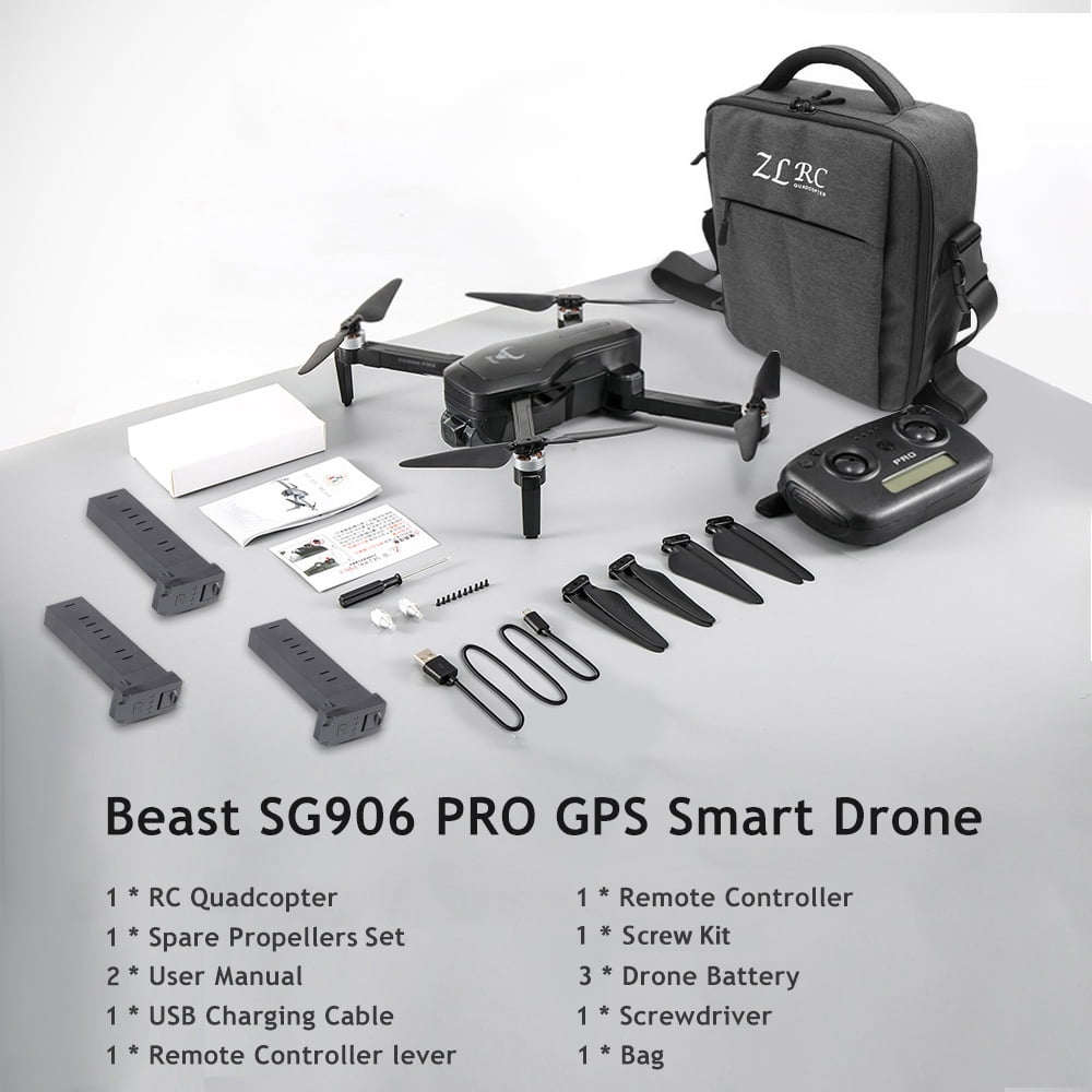 Goolsky SG906 GPS Brushless 4K Drone with Camera 5G Wifi FPV Foldable Optical Flow Positioning Altitude Hold RC Quadcopter with Handbag Black